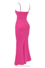 House of CB Milena Gorący Róż Gorsetowa Sukienka Maxi Modna Odzież - Image 3