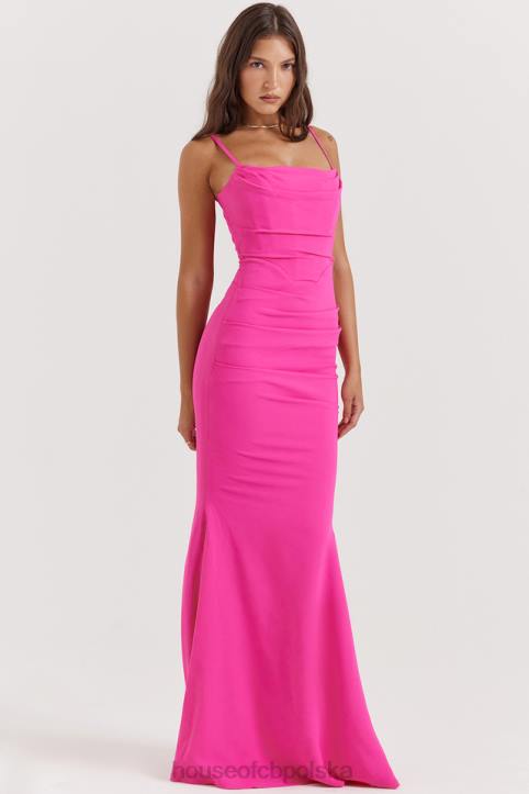 House of CB Milena Gorący Róż Gorsetowa Sukienka Maxi Modna Odzież - Image 7