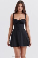 House of CB Mini Czarna Sukienka Gorsetowa Carlotta Modny Styl