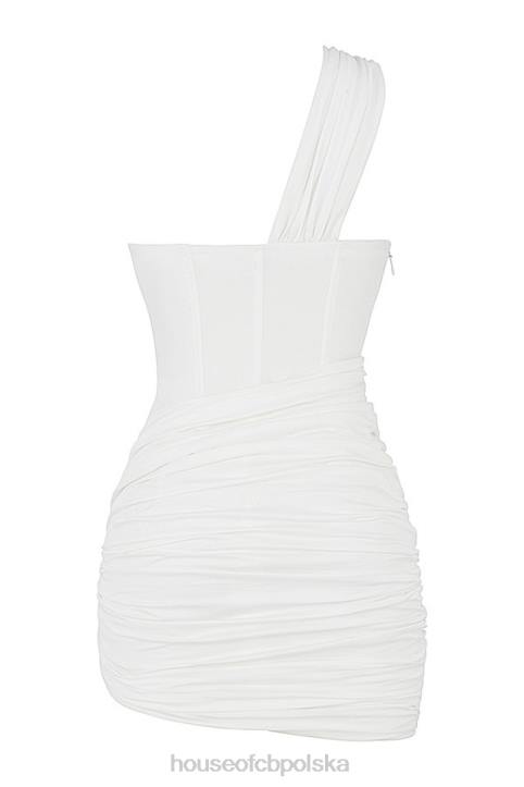 House of CB Mini Sukienka Biała z Wycięciem Clementine Modna Odzież Damska - Image 8