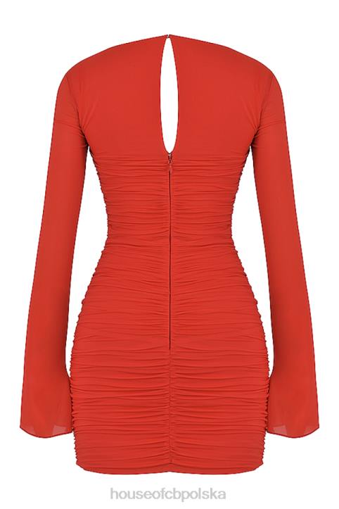 House of CB Mini Sukienka Camille Scarlet z Jedwabiu Elegancka Moda - Image 6