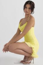 House of CB Mini Sukienka Falbany Jaskier Kolorowy Stylowy Look - Image 11