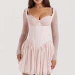 House of CB Mini Sukienka Gorset Vivi Miękka Brzoskwinia Modna Odzież