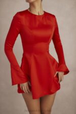 House of CB Mini Sukienka Sacha Czerwona Satynowa Stylowa Moda - Image 12