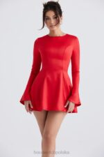 House of CB Mini Sukienka Sacha Czerwona Satynowa Stylowa Moda - Image 6