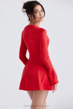 House of CB Mini Sukienka Sacha Czerwona Satynowa Stylowa Moda - Image 10