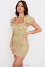 House of CB Mini sukienka Tanaya vintage kwiatowa bufiaste rękawy modna elegancja - Image 9
