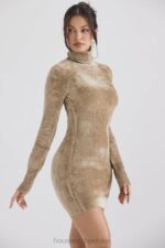 House of CB Mini Sukienka Taya Fawn Szynilowa Modna Odzież - Image 11