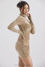 House of CB Mini Sukienka Taya Fawn Szynilowa Modna Odzież - Image 12