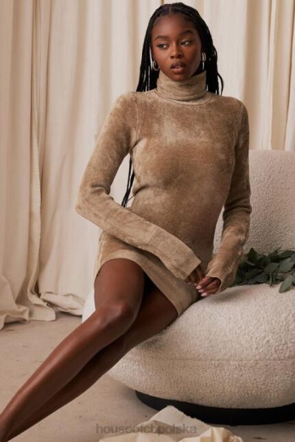 House of CB Mini Sukienka Taya Fawn Szynilowa Modna Odzież