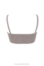House of CB Mischa taupe prążkowana braletka dzianinowa na każdą okazję - Image 3