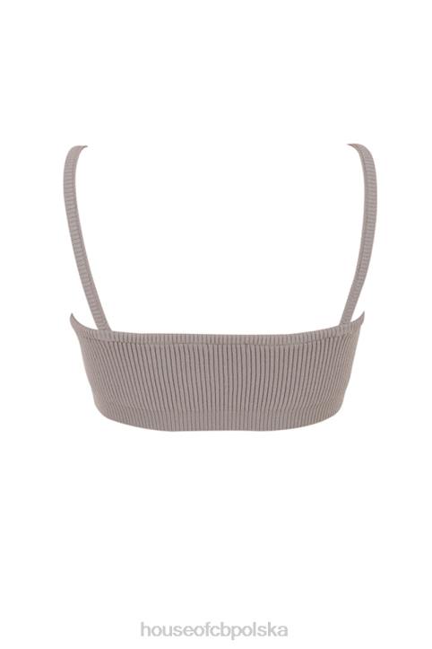 House of CB Mischa taupe prążkowana braletka dzianinowa na każdą okazję - Image 3