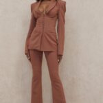 House of CB Mocha Eleganckie Spodnie Rozszerzane dla Kobiet