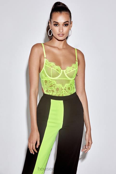 House of CB Nadia koronkowe body neonowożółte modna odzież damska - Image 2