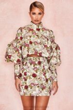 House of CB Naeve kwiatowy top falbany vintage różowy stylowy