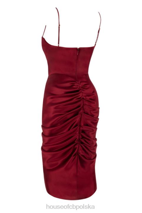 House of CB Nera Wine Gorsetowa Sukienka Satynowa Drapowana 4PND600 - Image 9