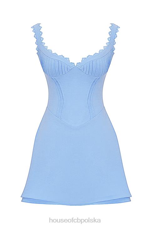 House of CB Niebieska Mini Sukienka Tilly z Zaszewek Modny Styl - Image 10