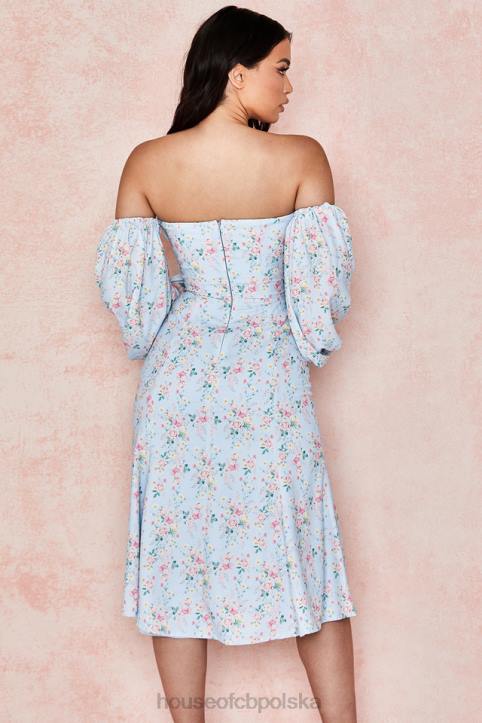 House of CB niebieska sukienka midi bardot w kwiaty na każdą okazję - Image 15