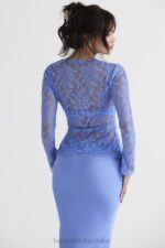 House of CB Niebieski koronkowy top Phoebe z wiązaniem modny i elegancki - Image 12