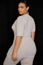 House of CB Opalowy Prążkowany Sweterek Płatki Owsiane Modna Odzież - Image 12