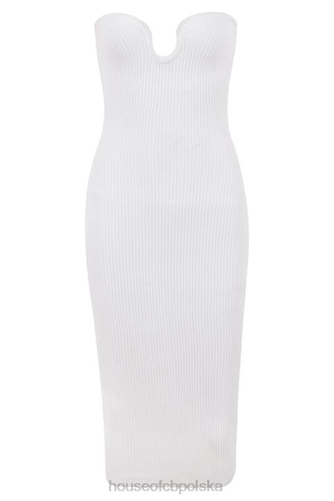 House of CB Oriana Biała Midi Sukienka Bez Ramiączek Modna Odzież - Image 10