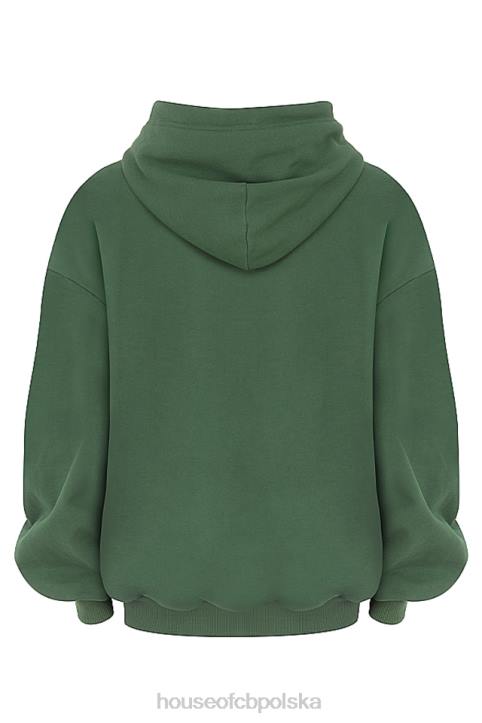 House of CB Oversize bluza z kapturem Halo w kolorze mchu - Image 3
