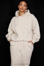 House of CB Oversize bluza z kapturem Halo w kolorze płatków owsianych modna odzież damska - Image 10