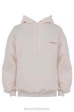 House of CB Oversize Bluza Z Kapturem Złamana Biała Modna Odzież - Image 12