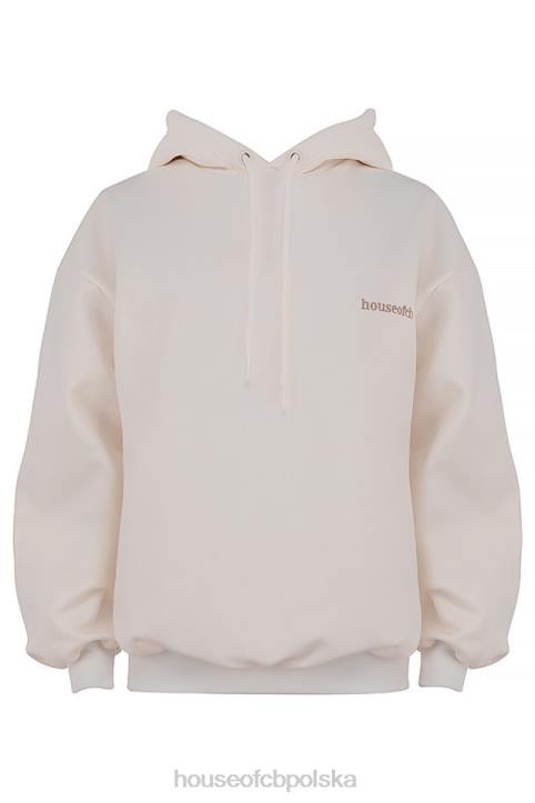 House of CB Oversize Bluza Z Kapturem Złamana Biała Modna Odzież - Image 12