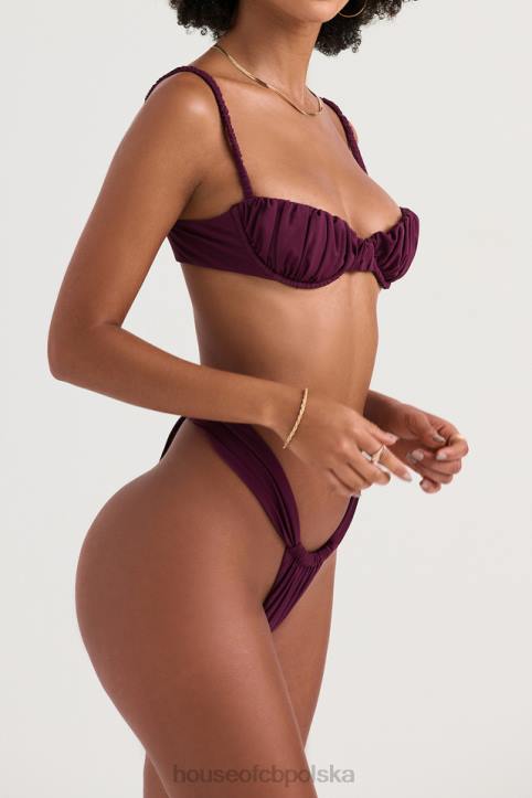 House of CB Prune Marszczony dół bikini z wysokimi nogawkami modny styl - Image 4