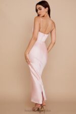 House of CB Pudrowo Różowa Gorsetowa Sukienka Maxi Elegancja na Specjalne Okazje - Image 6