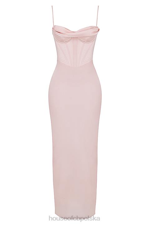 House of CB Pudrowo Różowa Gorsetowa Sukienka Maxi Elegancja na Specjalne Okazje - Image 7