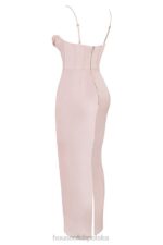 House of CB Pudrowo Różowa Gorsetowa Sukienka Maxi Elegancja na Specjalne Okazje - Image 8