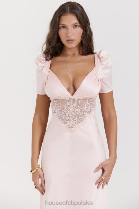 House of CB Rafaela miękka brzoskwiniowa sukienka jedwabna z koronką elegancka moda kobieca - Image 11