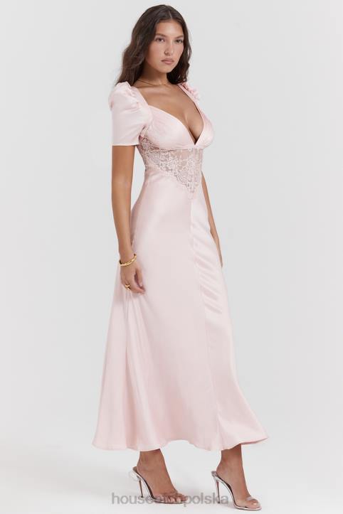 House of CB Rafaela miękka brzoskwiniowa sukienka jedwabna z koronką elegancka moda kobieca - Image 12