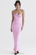 House of CB Różowa Gorsetowa Sukienka Maxi Charmaine Modna Odzież