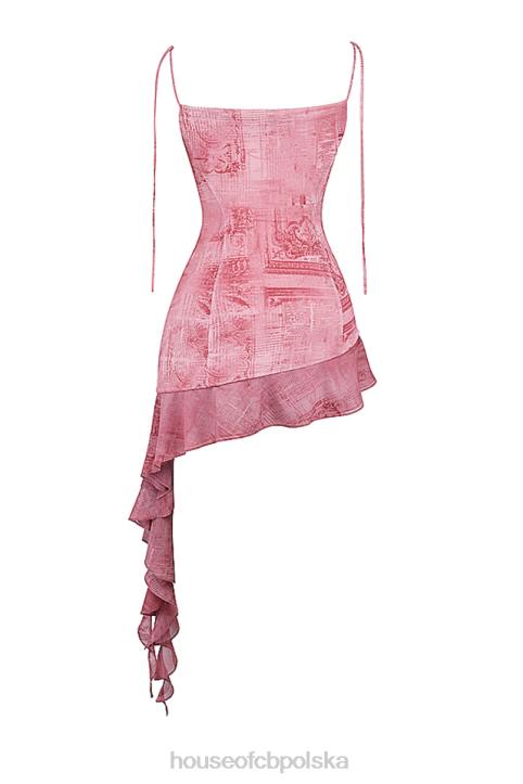 House of CB Różowa mini sukienka z falbanami Lyrah 4PND140 modna odzież kobieca - Image 7