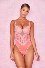 House of CB Różowe Koronkowe Body Nadia Modna Odzież Damska