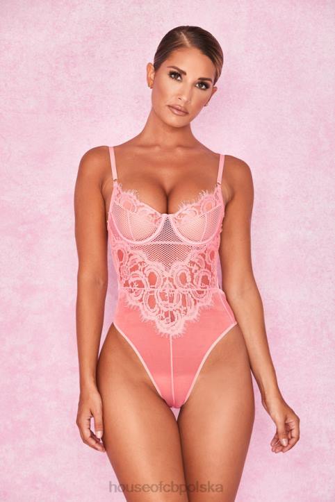 House of CB Różowe Koronkowe Body Nadia Modna Odzież Damska - Image 1