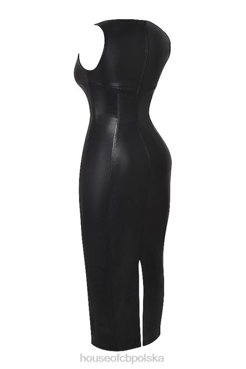 House of CB Sahara elegancka czarna sukienka maxi ze skóry wegańskiej - Image 11