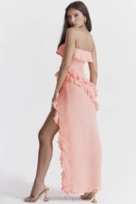 House of CB Sarina Maxi Sukienka Morelowa z Falbaną Elegancja na Każdą Okazję - Image 14