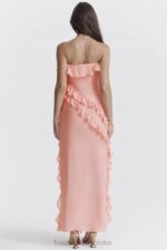 House of CB Sarina Maxi Sukienka Morelowa z Falbaną Elegancja na Każdą Okazję - Image 15
