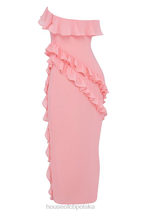 House of CB Sarina Maxi Sukienka Morelowa z Falbaną Elegancja na Każdą Okazję - Image 7