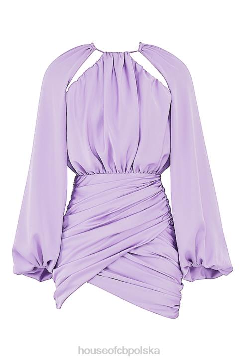 House of CB Satynowa sukienka mini Kate Orchid z kopertowym przodem Modny Look na Każdą Okazję - Image 3