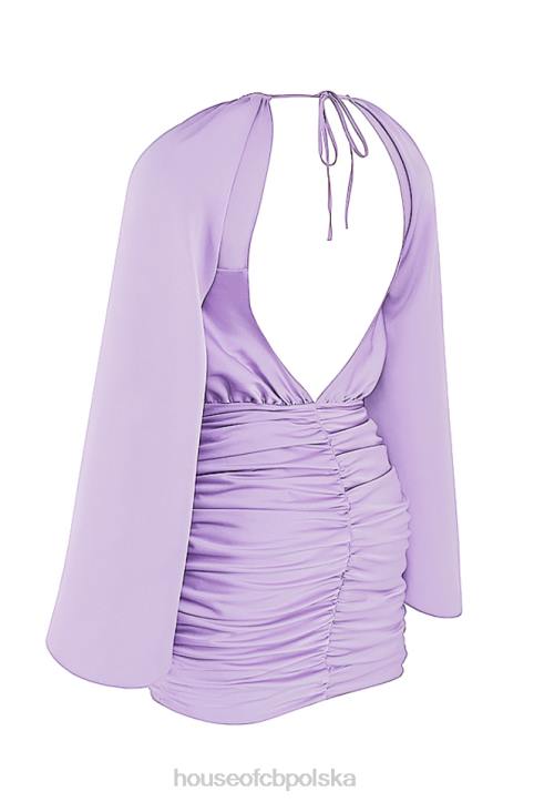 House of CB Satynowa sukienka mini Kate Orchid z kopertowym przodem Modny Look na Każdą Okazję - Image 4