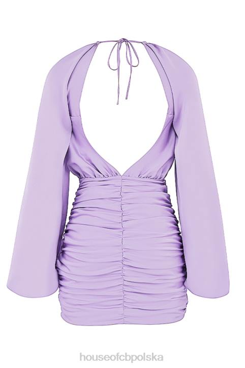 House of CB Satynowa sukienka mini Kate Orchid z kopertowym przodem Modny Look na Każdą Okazję - Image 5