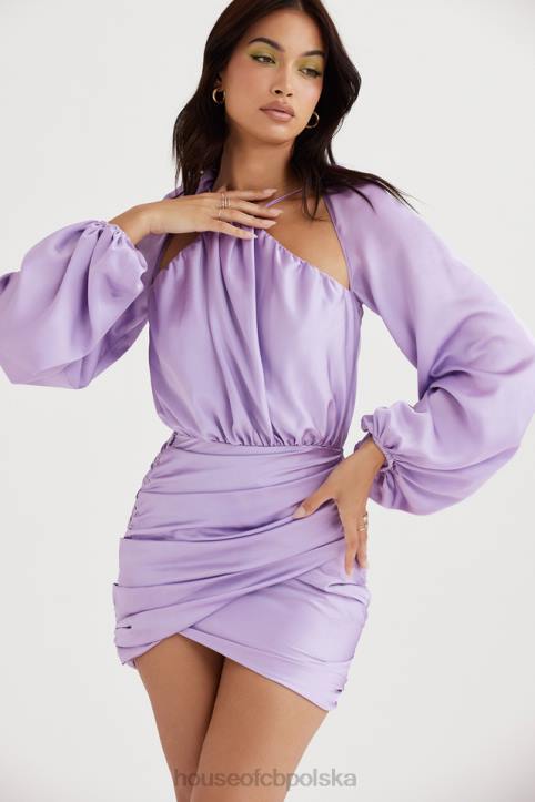 House of CB Satynowa sukienka mini Kate Orchid z kopertowym przodem Modny Look na Każdą Okazję - Image 7
