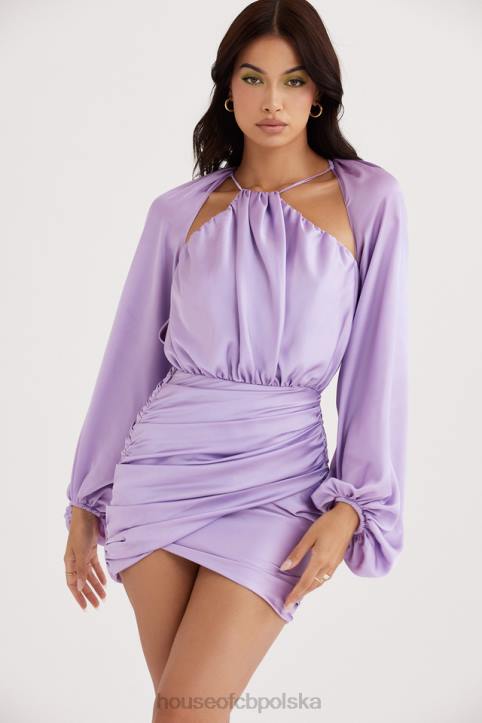 House of CB Satynowa sukienka mini Kate Orchid z kopertowym przodem Modny Look na Każdą Okazję - Image 8