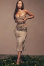 House of CB Satynowy Gorset Chantelle Latte Modny Styl Elegancja - Image 16