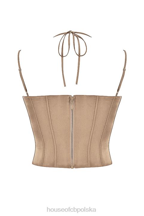 House of CB Satynowy Gorset Chantelle Latte Modny Styl Elegancja - Image 9